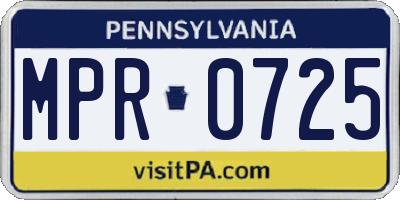 PA license plate MPR0725