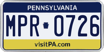 PA license plate MPR0726