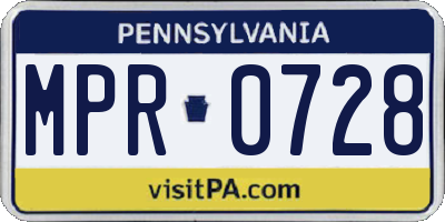 PA license plate MPR0728