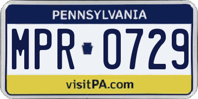 PA license plate MPR0729