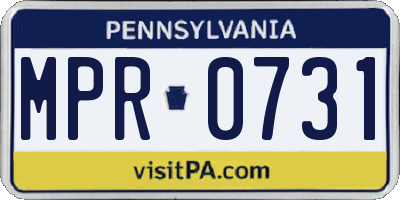 PA license plate MPR0731