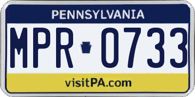 PA license plate MPR0733