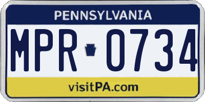 PA license plate MPR0734