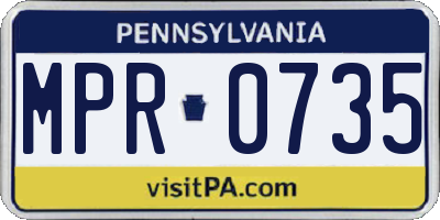 PA license plate MPR0735