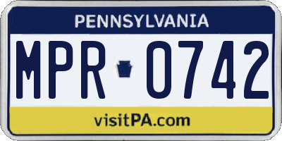 PA license plate MPR0742