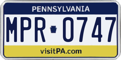 PA license plate MPR0747