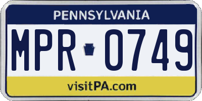 PA license plate MPR0749