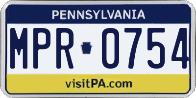 PA license plate MPR0754