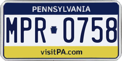 PA license plate MPR0758