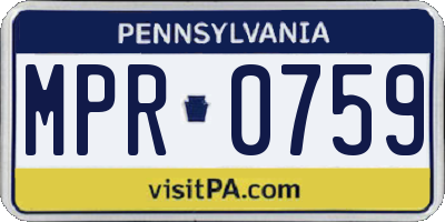 PA license plate MPR0759