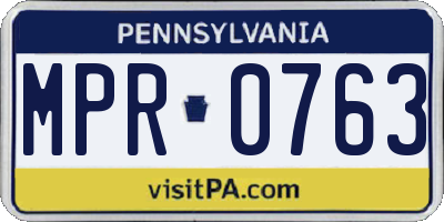 PA license plate MPR0763