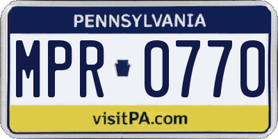 PA license plate MPR0770