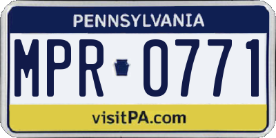 PA license plate MPR0771