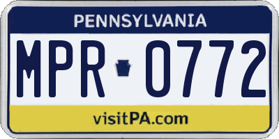 PA license plate MPR0772