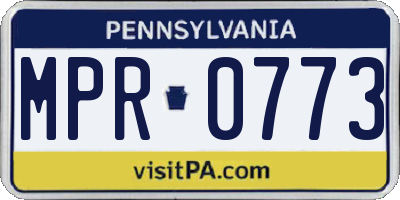 PA license plate MPR0773
