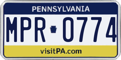 PA license plate MPR0774