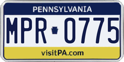 PA license plate MPR0775