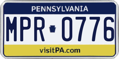 PA license plate MPR0776