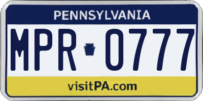 PA license plate MPR0777