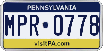 PA license plate MPR0778