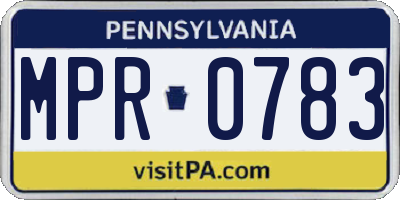 PA license plate MPR0783