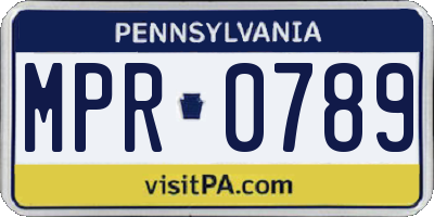 PA license plate MPR0789