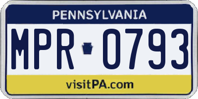 PA license plate MPR0793