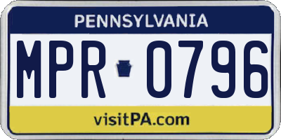 PA license plate MPR0796