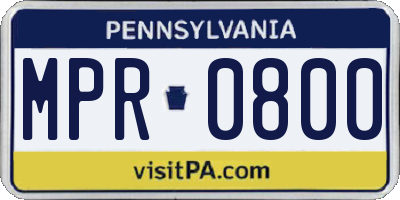 PA license plate MPR0800