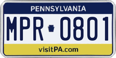 PA license plate MPR0801