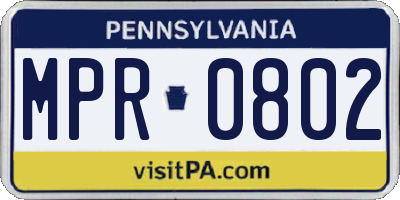 PA license plate MPR0802