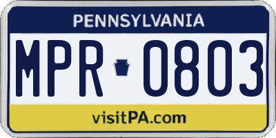 PA license plate MPR0803