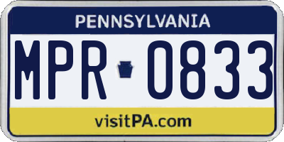 PA license plate MPR0833