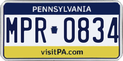 PA license plate MPR0834