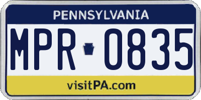 PA license plate MPR0835