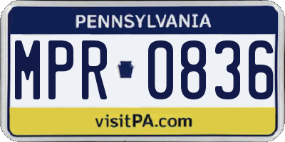 PA license plate MPR0836
