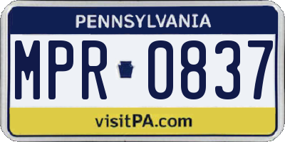 PA license plate MPR0837