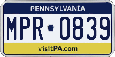 PA license plate MPR0839