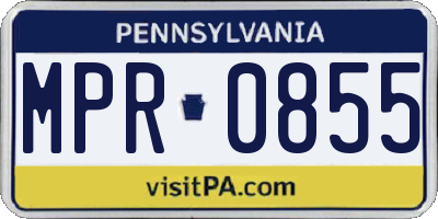 PA license plate MPR0855