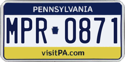 PA license plate MPR0871