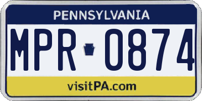 PA license plate MPR0874