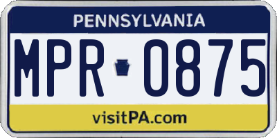 PA license plate MPR0875