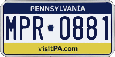 PA license plate MPR0881