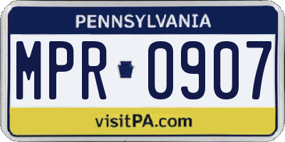 PA license plate MPR0907