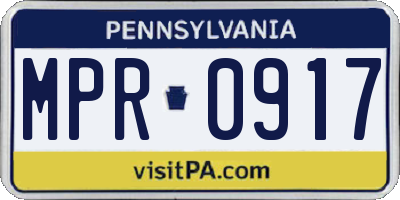 PA license plate MPR0917