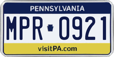 PA license plate MPR0921