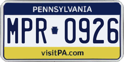 PA license plate MPR0926
