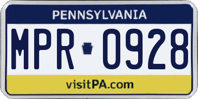 PA license plate MPR0928