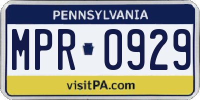 PA license plate MPR0929