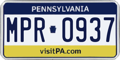 PA license plate MPR0937